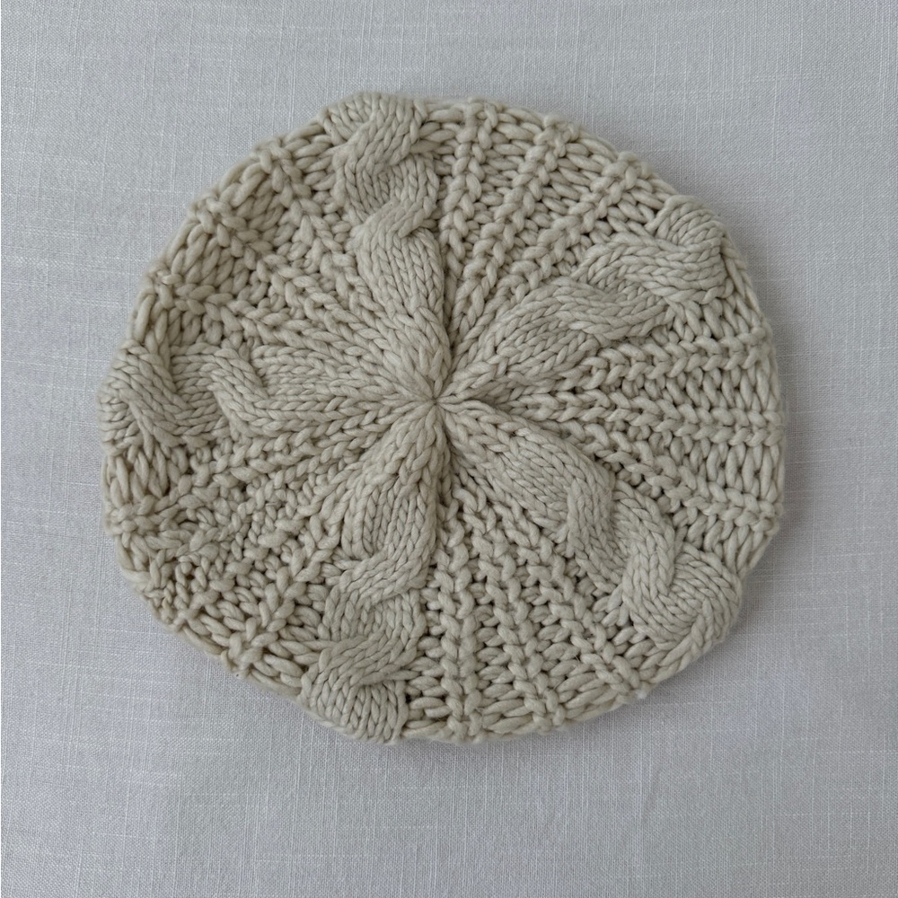 Beige Cable Knit Beret